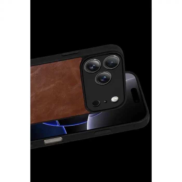 İphone 17 Pro Aras Deri Kapak - Taba