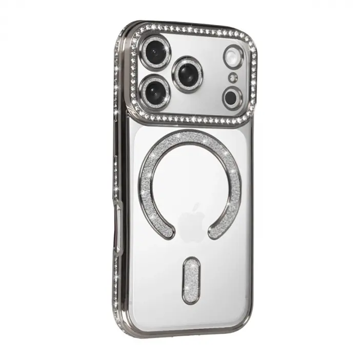 İphone 17 Pro Joke Simli Magneticsafe Kılıf - Gümüş