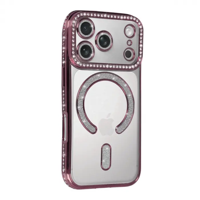 İphone 17 Pro Joke Simli Magneticsafe Kılıf - Pembe