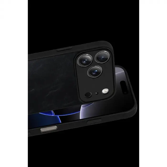 İphone 17 Pro Max Aras Deri Kapak - Siyah