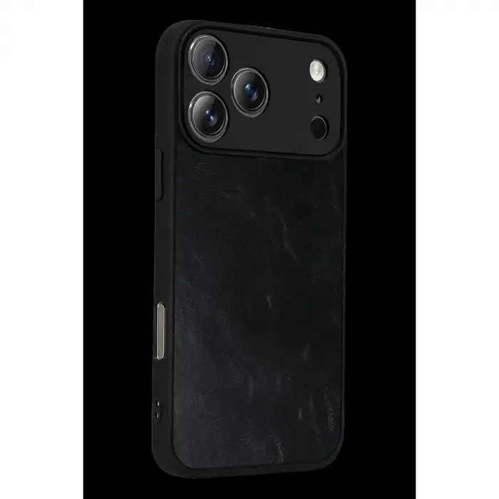 İphone 17 Pro Max Aras Deri Kapak - Siyah