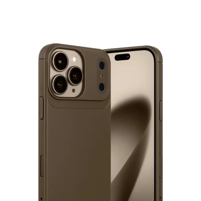 İphone 17 Pro Max Auto Fus Karbon Kapak - Kahverengi