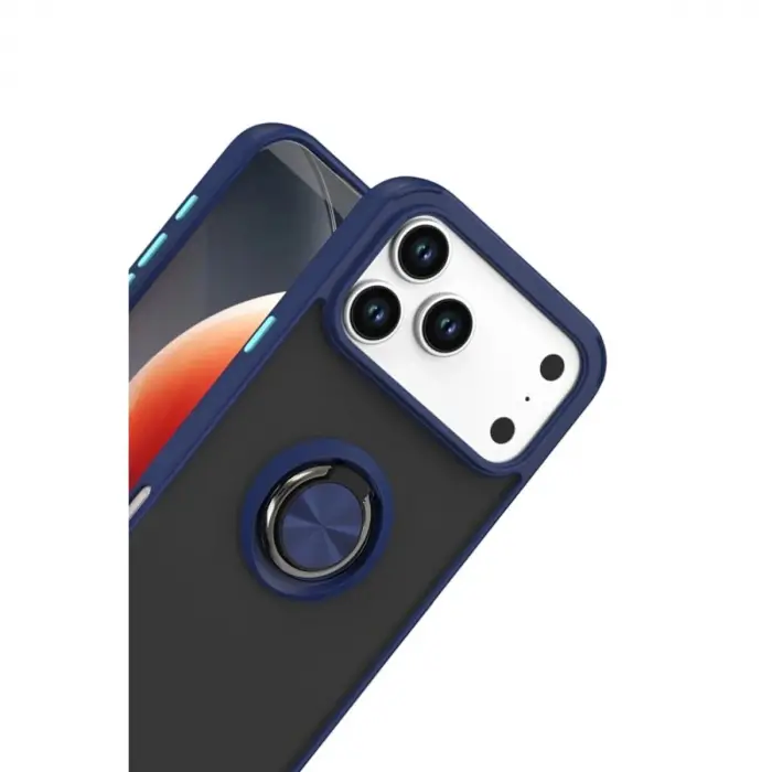 İphone 17 Pro Montreal Yüzüklü  Kapak - Lacivert
