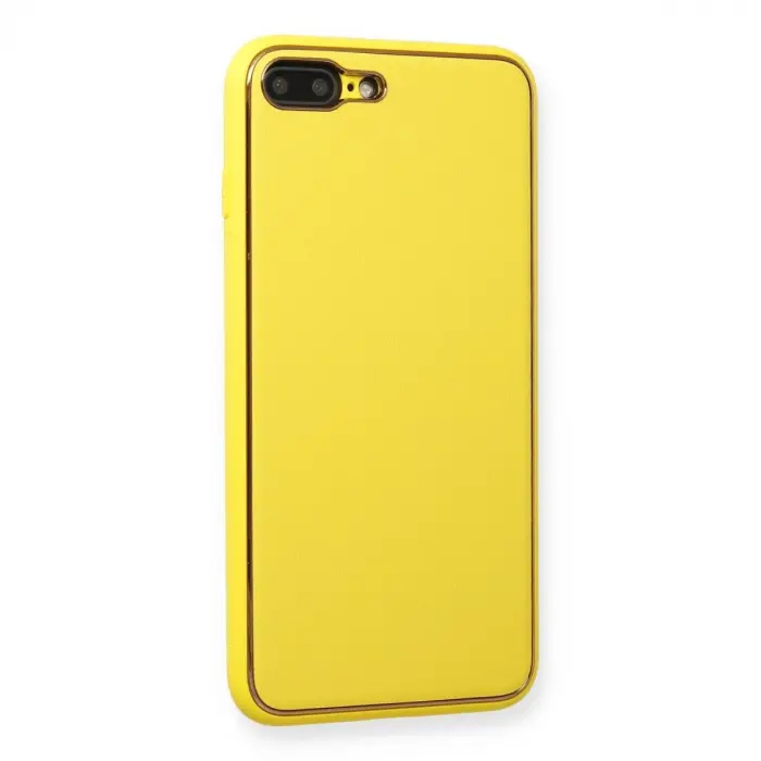 İphone 7 Plus Kılıf Co Deri  Kapak - Sarı