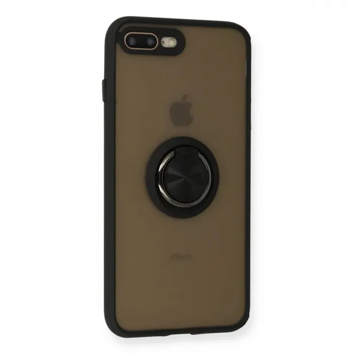 İphone 7 Plus Kılıf Montreal Yüzüklü  Kapak - Siyah