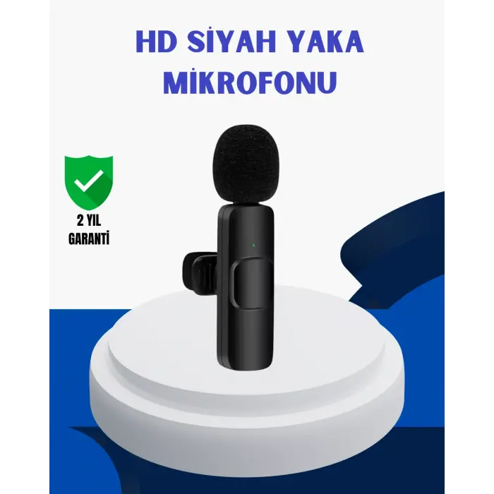 iPhone İçin Çift Mikrofonlu Telsiz Yaka Mikrofonu 360 Derece HD Ses