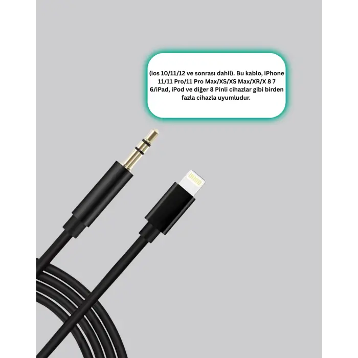 iPhone Uyumlu Lightning 3.5mm Aux Adaptör Kablo Stereo Ses Aktarım