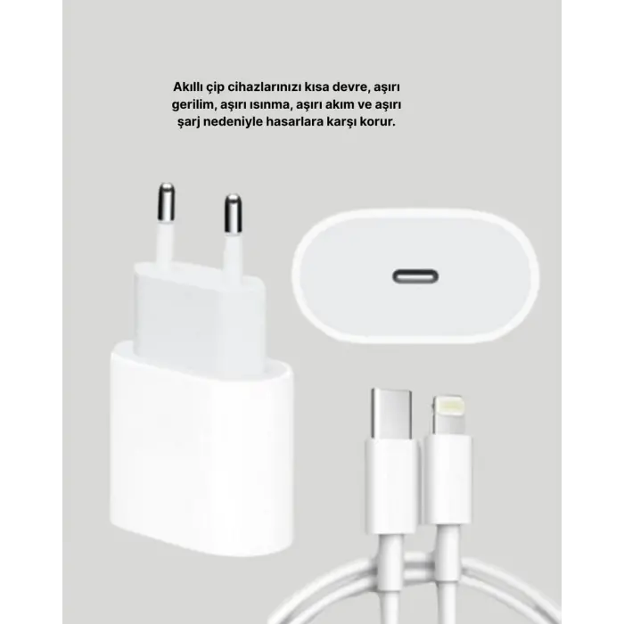 iPhone ve iPad Uyumlu 20W Güvenli USB-C Hızlı Şarj Adaptörü