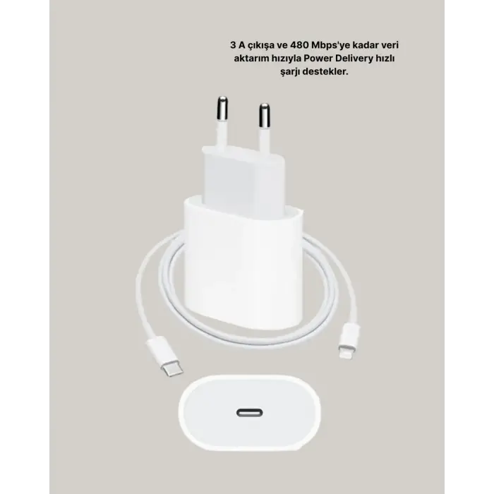 iPhone ve iPad Uyumlu 20W Güvenli USB-C Hızlı Şarj Adaptörü