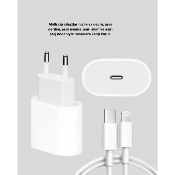 iPhone ve iPad Uyumlu 20W Güvenli USB-C Hızlı Şarj Adaptörü