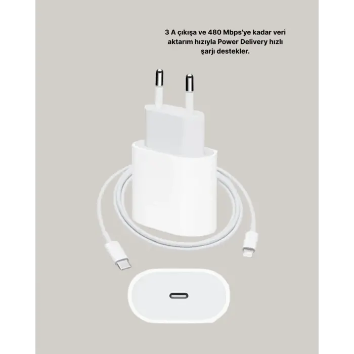 iPhone ve iPad Uyumlu 20W Güvenli USB-C Hızlı Şarj Adaptörü