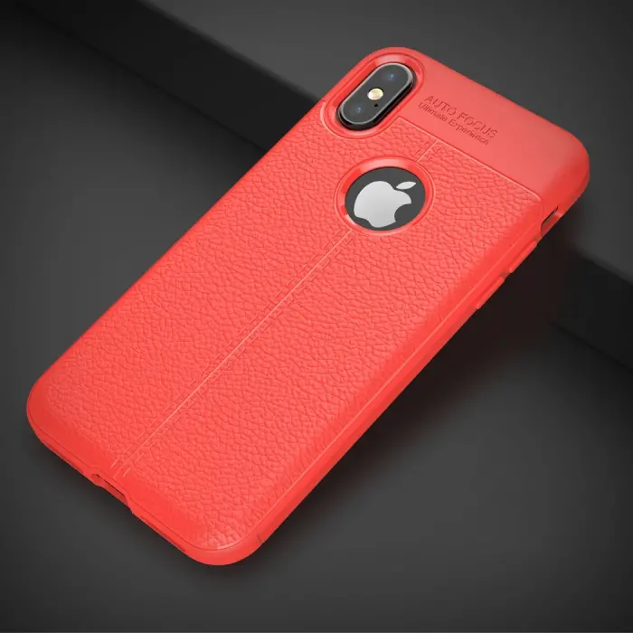 İphone X Xs Litchi Tam Koruma Soft Silikon Kılıf-(5775)