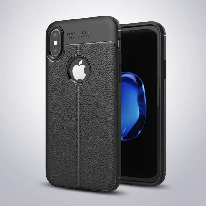 İphone X Xs Litchi Tam Koruma Soft Silikon Kılıf-(5775)
