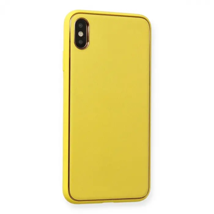 İphone Xs Max Kılıf Co Deri  Kapak - Sarı