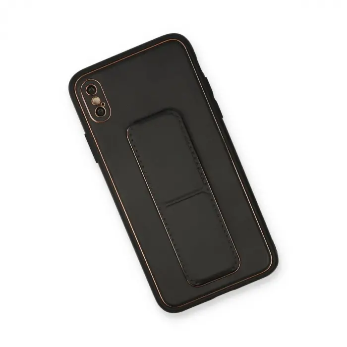 İphone Xs Max Kılıf Co Deri Standlı Kapak - Siyah
