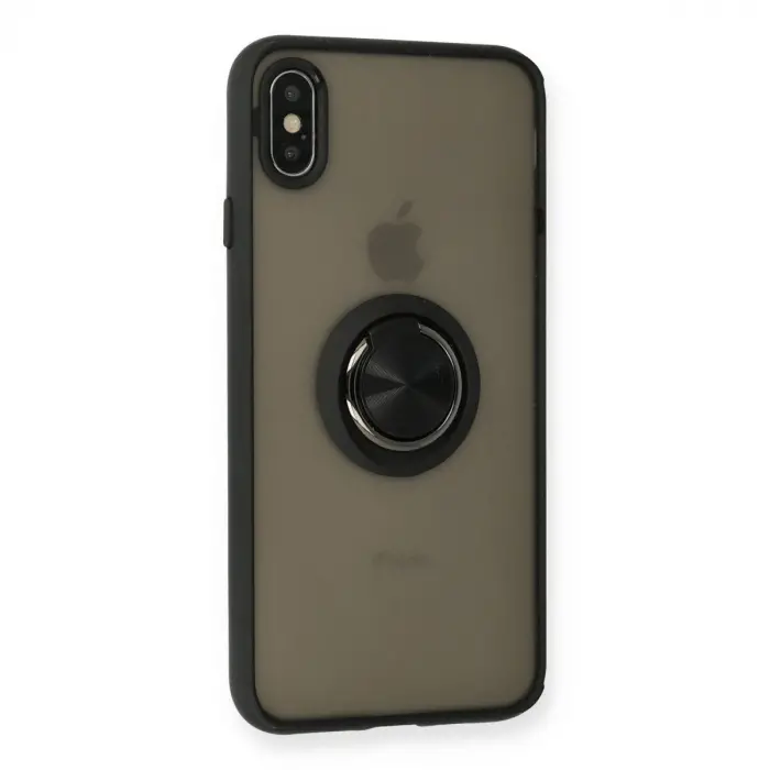 İphone Xs Max Kılıf Montreal Yüzüklü  Kapak - Siyah