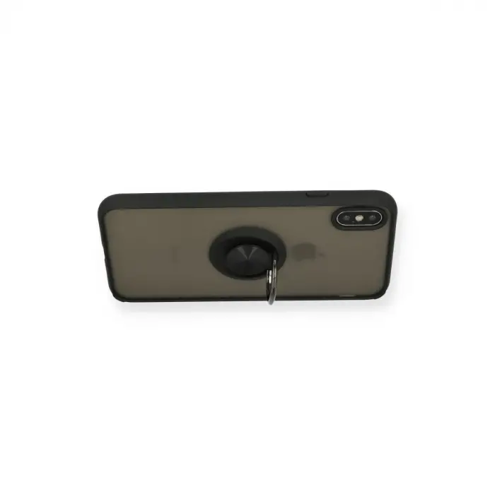 İphone Xs Max Kılıf Montreal Yüzüklü  Kapak - Siyah