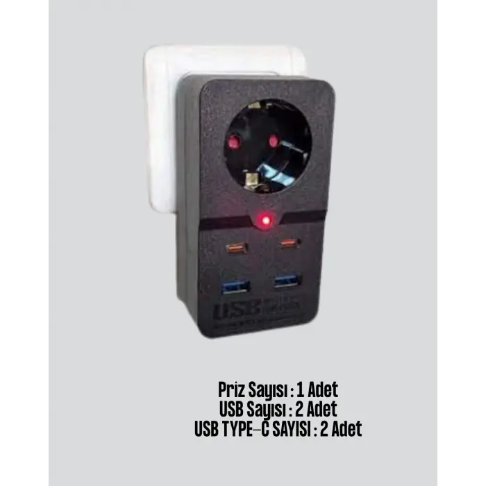 Isıya Dayanıklı PC Gövdeli Akım Korumalı Priz 4 USB Yeni Nesil