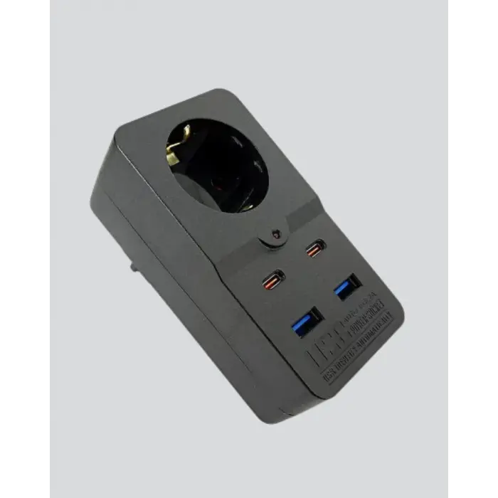 Isıya Dayanıklı PC Gövdeli Akım Korumalı Priz 4 USB Yeni Nesil