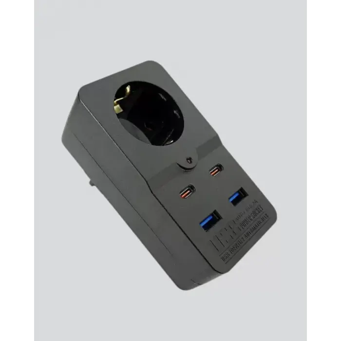 Isıya Dayanıklı PC Gövdeli Akım Korumalı Priz 4 USB Yeni Nesil