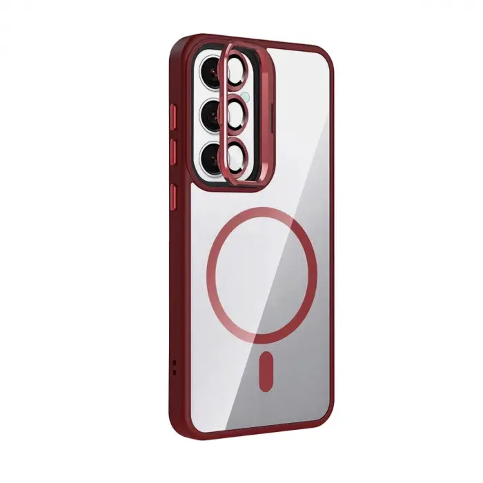 Joko  Galaxy S24 Fe Remim Lensli Magsafe Standlı Kapak - Bordo