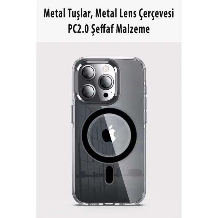 Joko  İphone 14 Pro Kılıf Crystal Magsafe Kapak - Siyah
