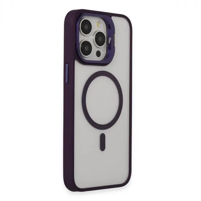 Joko  İphone 14 Pro Kılıf  Lens Magsafe Standlı Kapak - Derin Mor