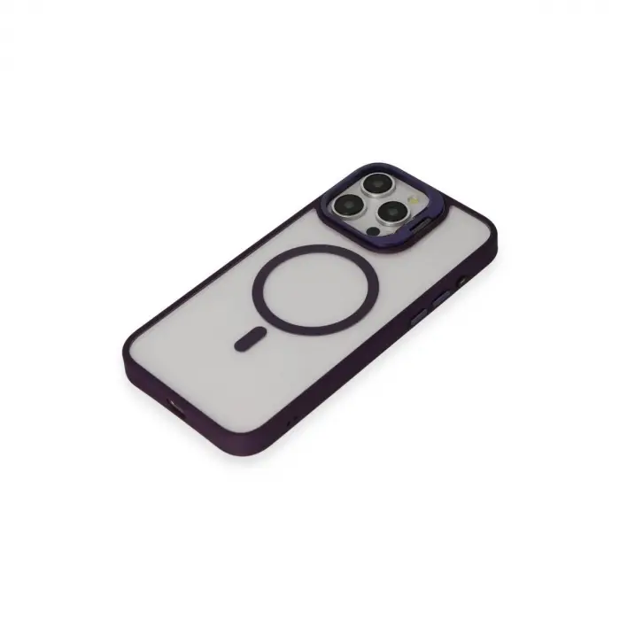 Joko  İphone 14 Pro Kılıf  Lens Magsafe Standlı Kapak - Derin Mor