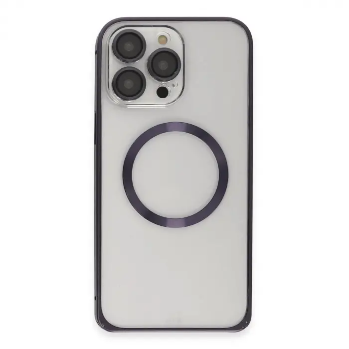 Joko  İphone 14 Pro Kılıf Metal Bumper Magneticsafe Kapak - Derin Mor