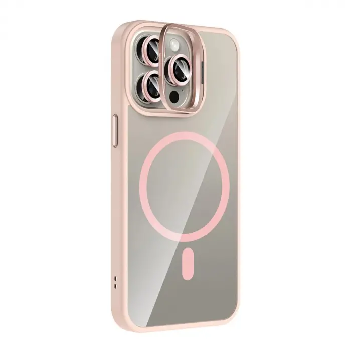 Joko  İphone 14 Pro Max Remim Lensli Magsafe Standlı Kapak - Pembe