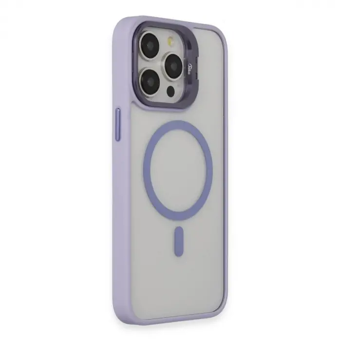 Joko  İphone 15 Pro Max Kılıf  Lens Magsafe Standlı Kapak - Lila