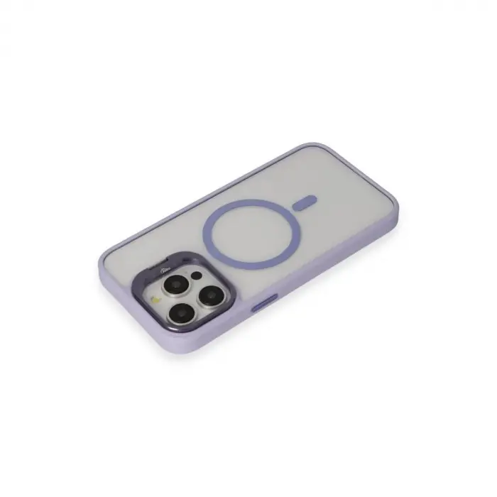 Joko  İphone 15 Pro Max Kılıf  Lens Magsafe Standlı Kapak - Lila