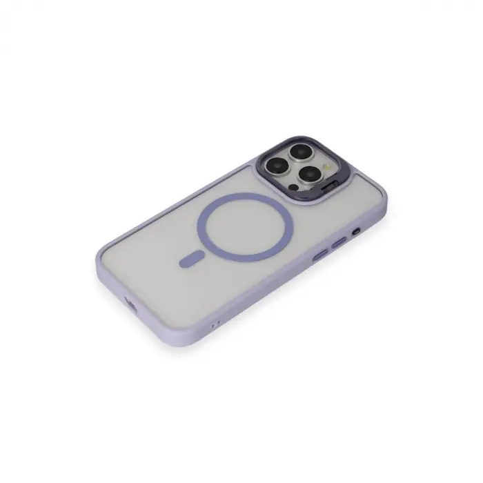 Joko  İphone 15 Pro Max Kılıf  Lens Magsafe Standlı Kapak - Lila