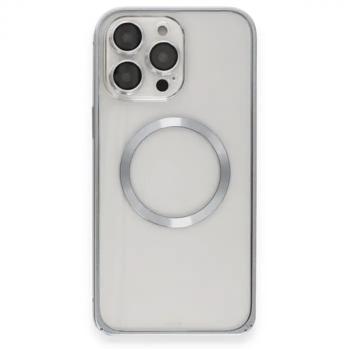 Joko  İphone 15 Pro Max Kılıf Metal Bumper Magneticsafe Kapak - Gri