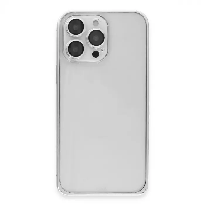 Joko  İphone 15 Pro Max Metal Bumper Mat Kapak - Gümüş