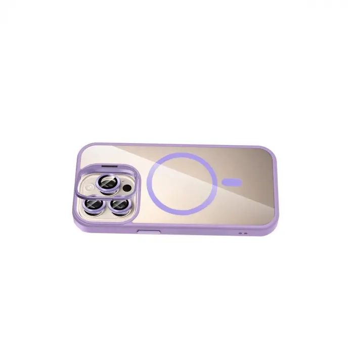 Joko  İphone 15 Pro Max Remim Lensli Magsafe Standlı Kapak - Lila