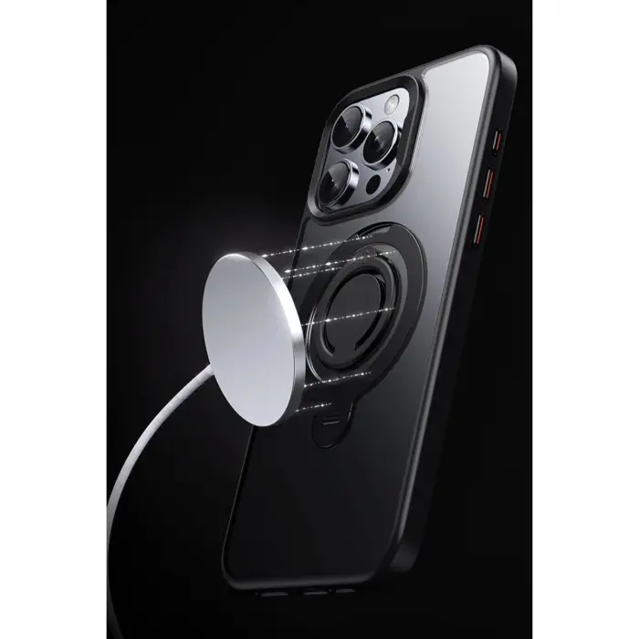 Joko İphone 16 Pro Max atar 360 Dönen Magsafe Kapak - Siyah