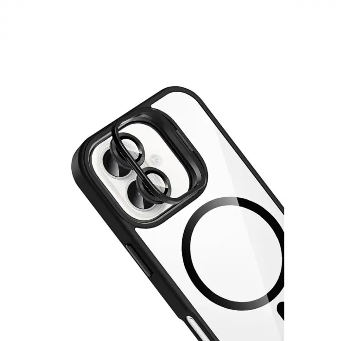 Joko  İphone 16 Remim Lensli Magsafe Standlı Kapak - Siyah