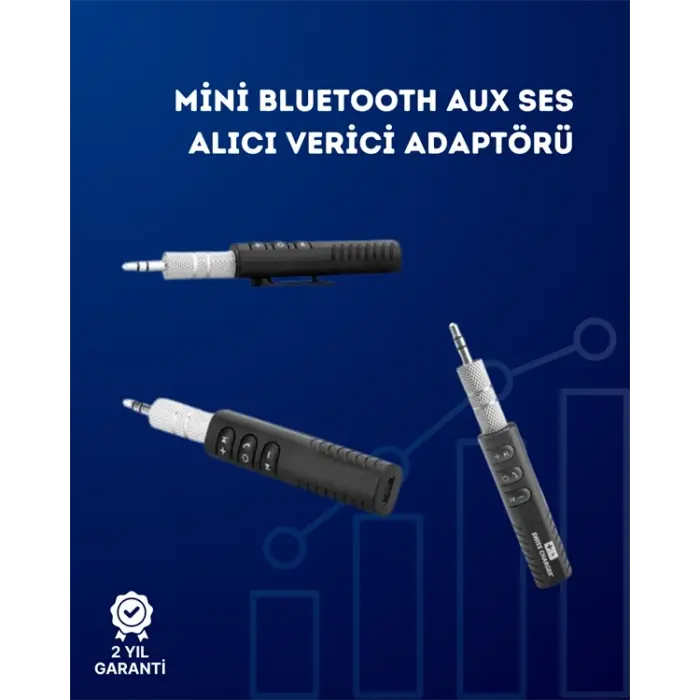 Kablolu Hoparlör ve Kulaklıklar İçin Bluetooth Adaptör | Mini Boy, Klipsli, Taşınabilir