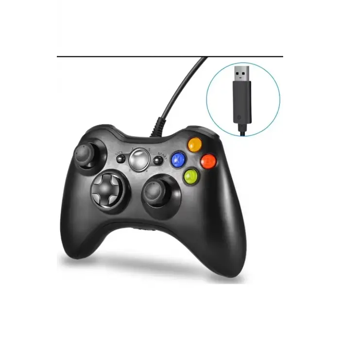 Kablolu joystick siyah Xbox 360 uyumlu hızlı şarj destekli bluetoothsuz garantisiz