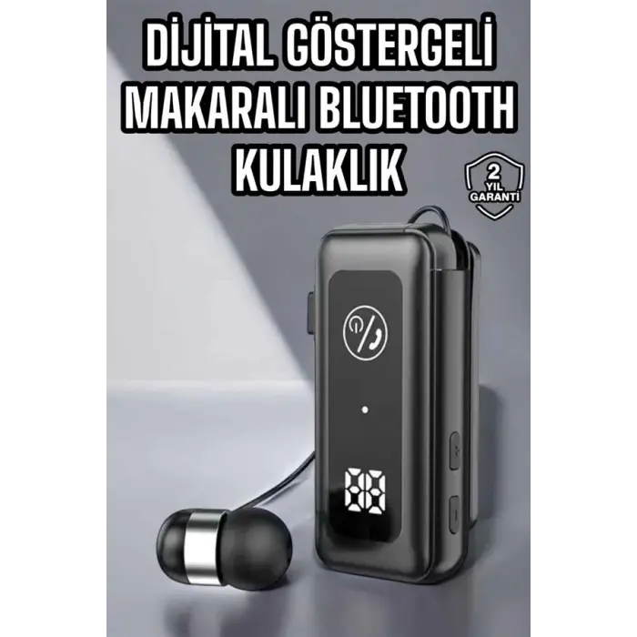 Kablolu Makaralı Bluetooth Kulaklık Uzun Pil Ömrü Dijital Göstergeli