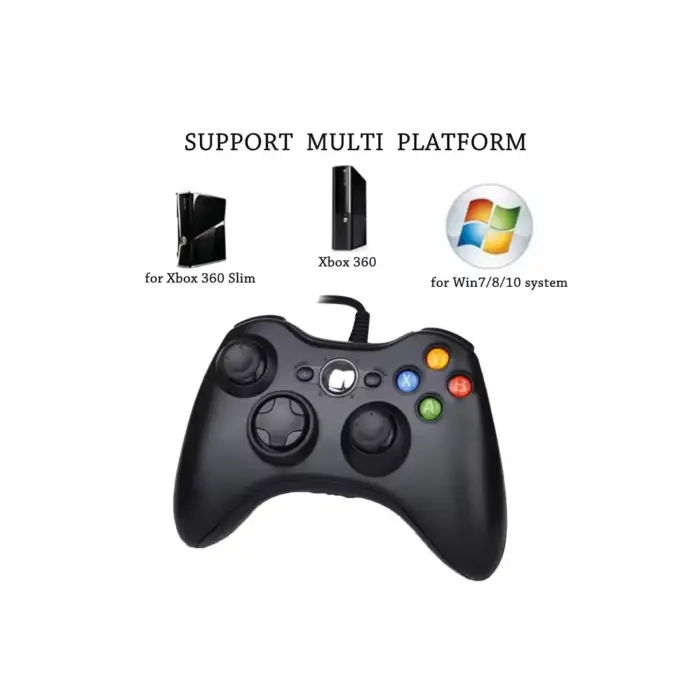 Kablolu siyah joystick titreşimli hızlı şarj destekli PC ve 360 uyumlu garantisiz