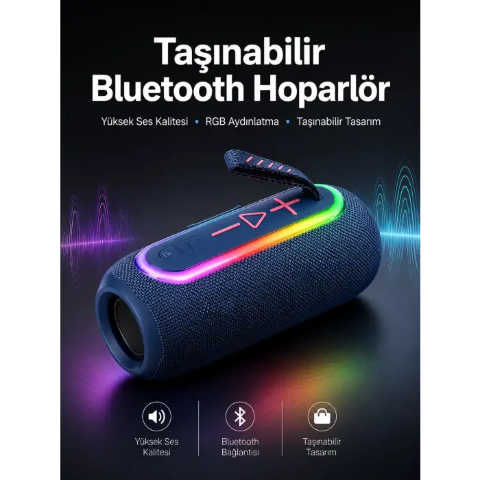 Kablosuz Bluetooth Hoparlör Uzun Pil Ömrü Taşınabilir