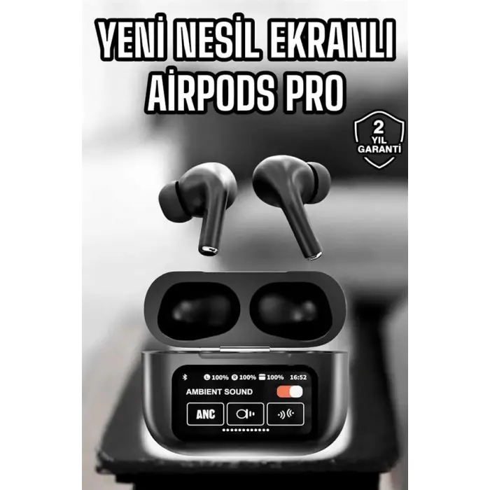 Kablosuz Bluetooth Kulaklık Ekranlı Uzun Şarj Süreli ANC Destekli