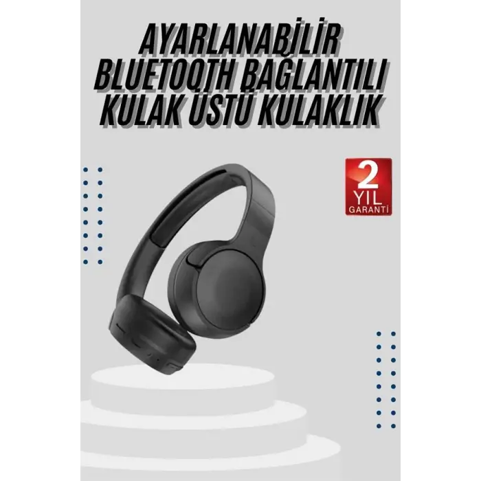 Kablosuz Bluetooth Kulaklık Kulak Üstü Ayarlanabilir Uzun Ömürlü