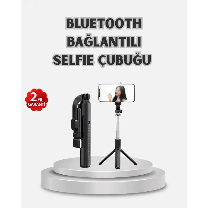 Kablosuz Bluetooth Selfie Çubuğu – 360° Dönebilir Başlık Taşınabilir ve Şık Tasarım