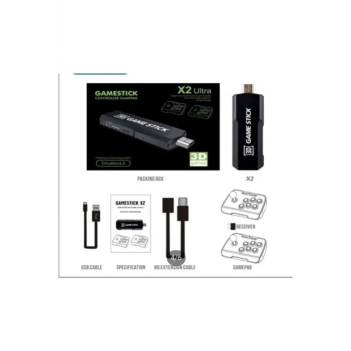 Kablosuz çift joystickli retro video oyun makinesi Bluetooth özellikli kırmızı renkli