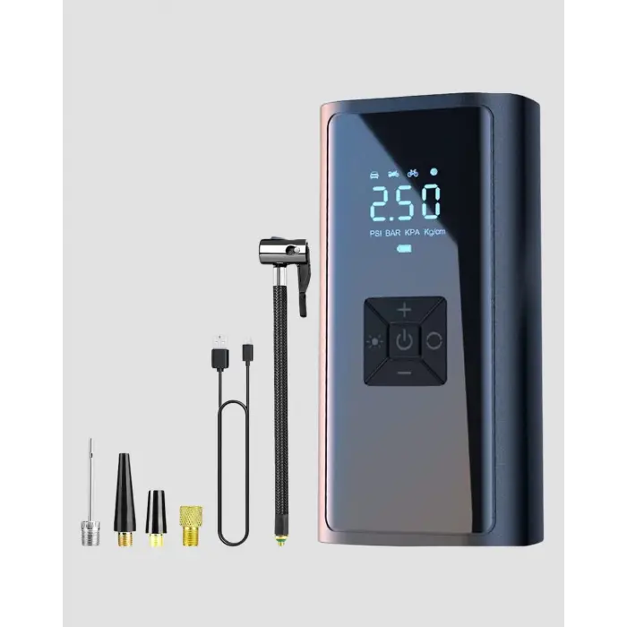 Kablosuz Dijital Lastik Şişirme Pompası LED Işıklı 80W