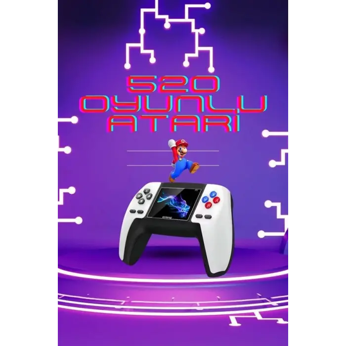 Kablosuz Oyun Konsolu Atari Game Stick Retro Konsol 520 Oyunlu