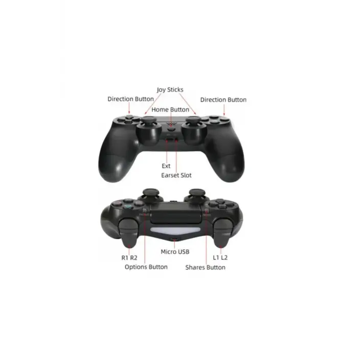 Kablosuz PS4 Oyun Kolu | Wireless Joystick Gamepad | Titreşimli DualShock Uyumlu – Siyah